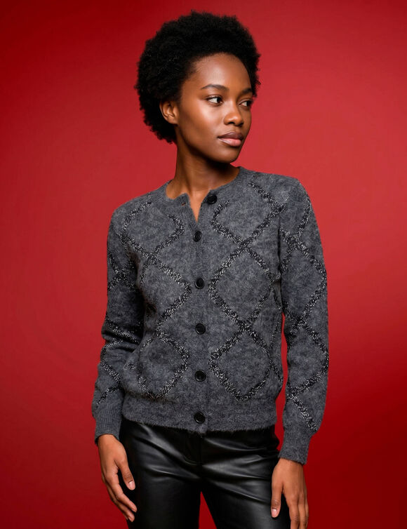 Gilet en maille jacquard brillante (anthracite)