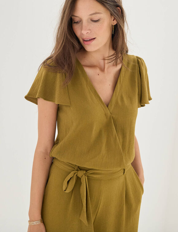 Combinaison pantalon cr&ecirc;pe fluide (kaki)