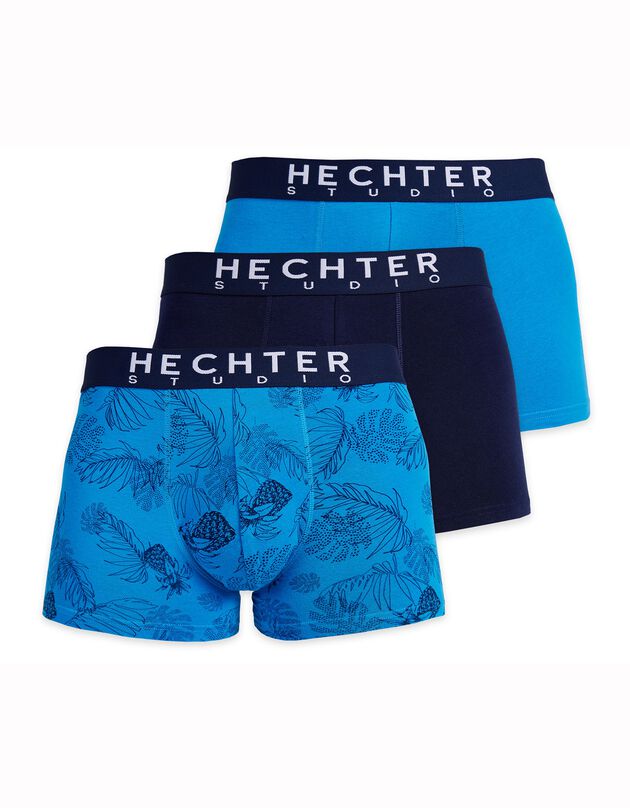 Lot de 3 boxers avec ceinture jacquard (bleu)