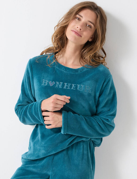 Pyjamacaraco met bloemenprint - verstelbare bandjes (eendenblauw)