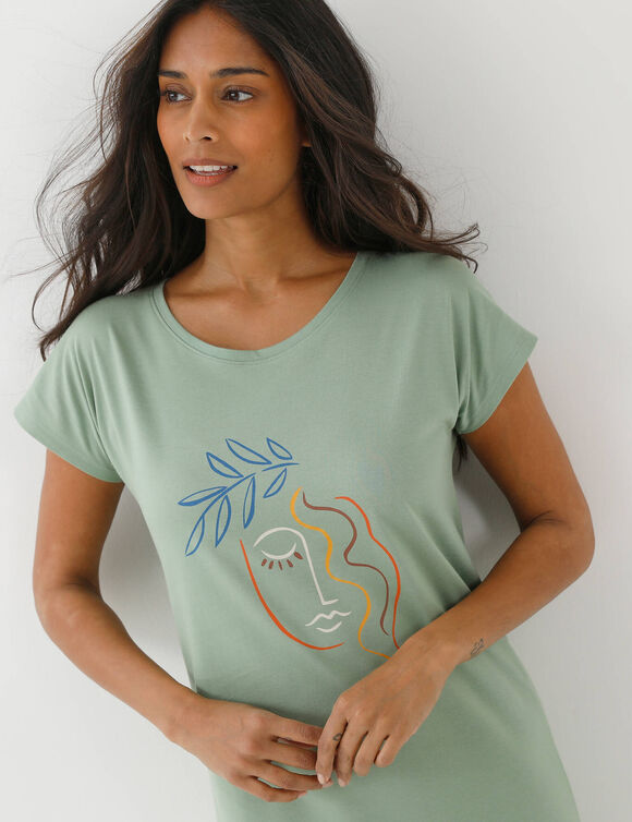 Chemise de nuit imprim&eacute;e Mad&egrave;re (vert)