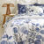 Linge de lit Danae en coton imprim&eacute; (bleu encre)