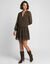 Luchtige jurk met ruches, voile met luipaardprint (zwart / chocolade)