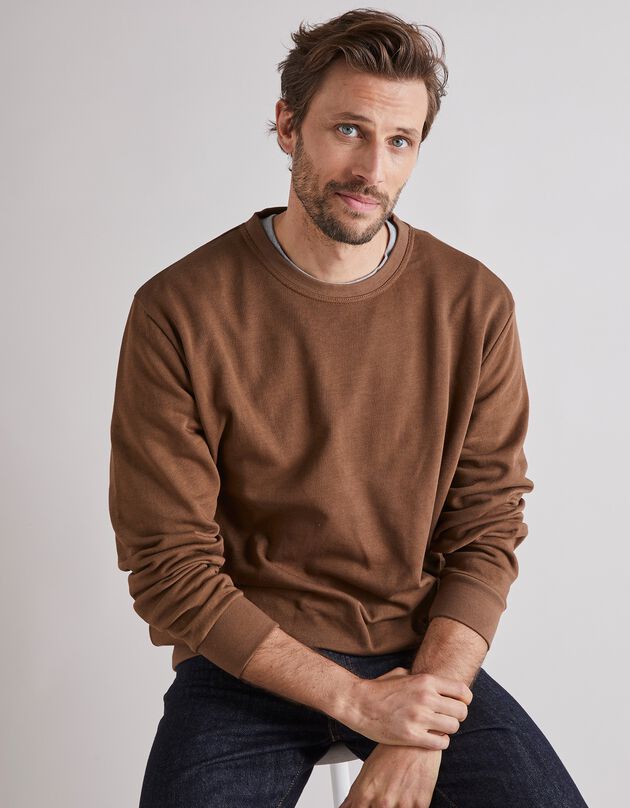 Sweater in molton met ronde hals (koper)