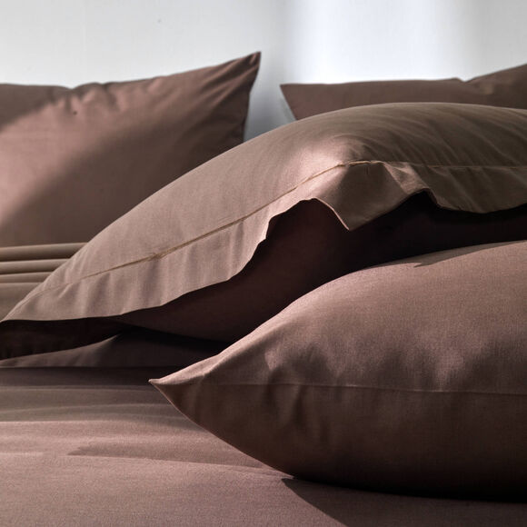 Linge de lit uni coton  (chocolat)