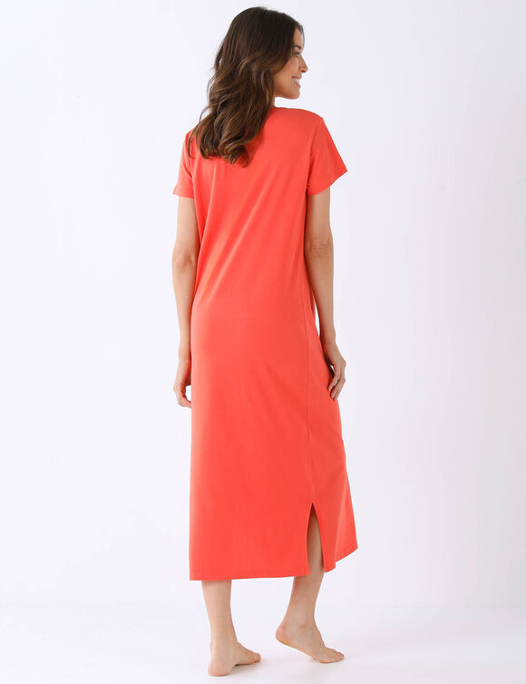 Chemise de nuit longue, motif coquillages  (corail)