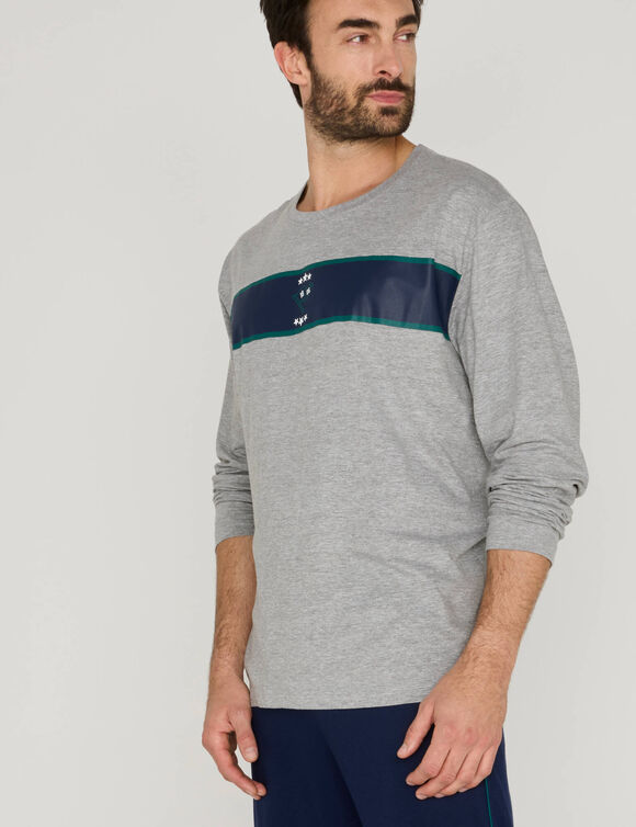 T-shirt met lange mouwen en gestreepte strepen (chin&eacute; grijs)