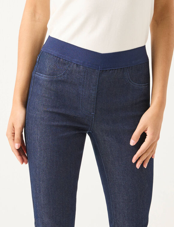 Jegging in denim met elastische taille, grote lengte (raw)