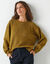 Pull loose manches blousantes, maille chinée en laine mélangée (vert chiné)
