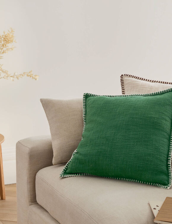 Coussin uni coton textur&eacute; (vert)