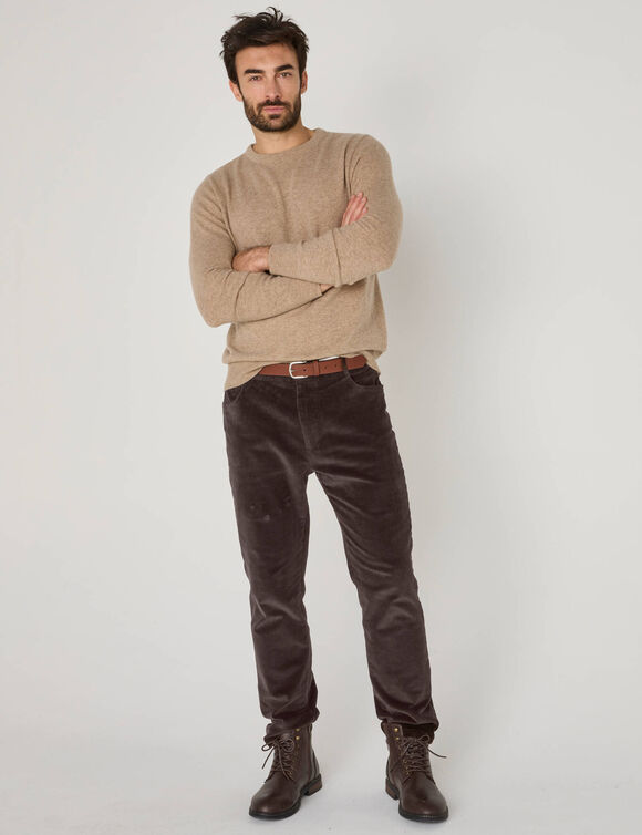 Pantalon 5 poches velours grosses c&ocirc;tes (ch&acirc;taigne)