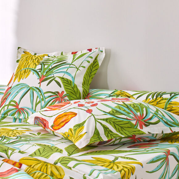 Bedlinnen Bali, in bedrukt katoen (groen)