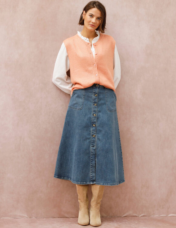 Gilet boutonn&eacute; sans manches (abricot)