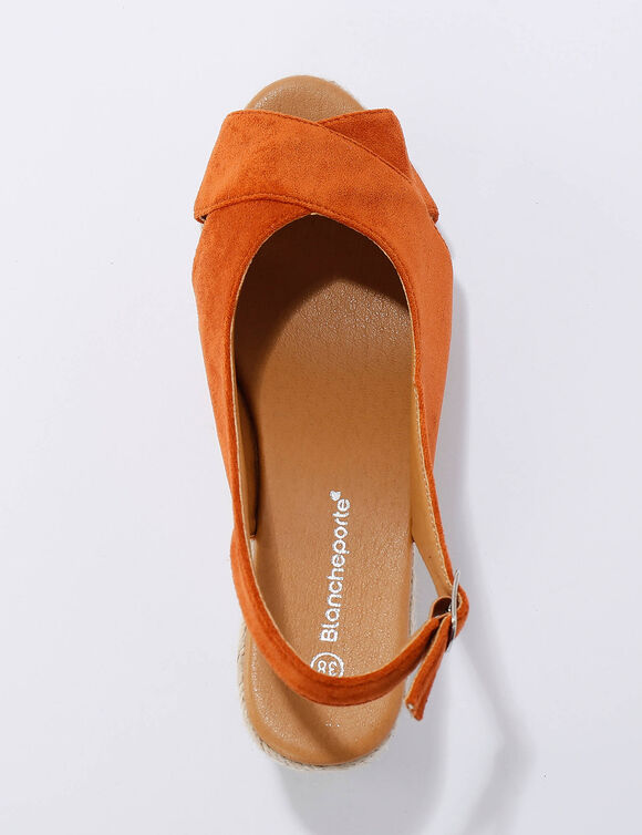 Sandales compens&eacute;es corde &agrave; talon et bout ouverts (terracotta)