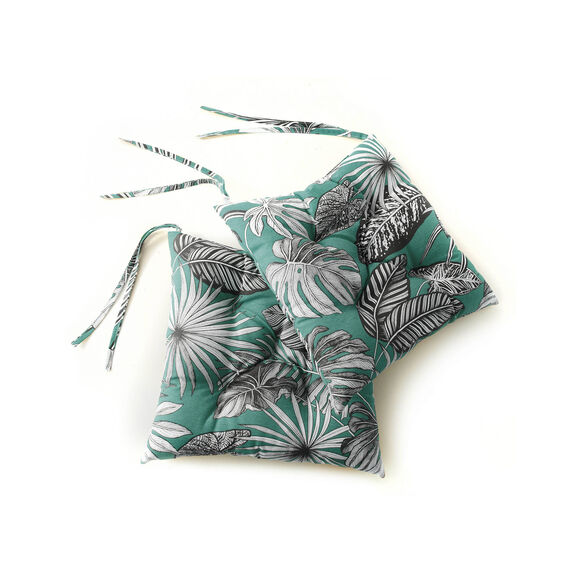 Galette de chaise imprimé tropical - lot de 2 (vert)