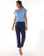Effen T-shirt met knoopdetail, jerseytricot (blauw)