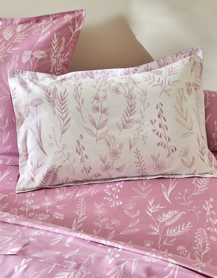 Linge de lit Alessia en coton imprimé fleuri (parme)