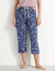Pantacourt pyjama coton imprimé floral (marine / mauve)