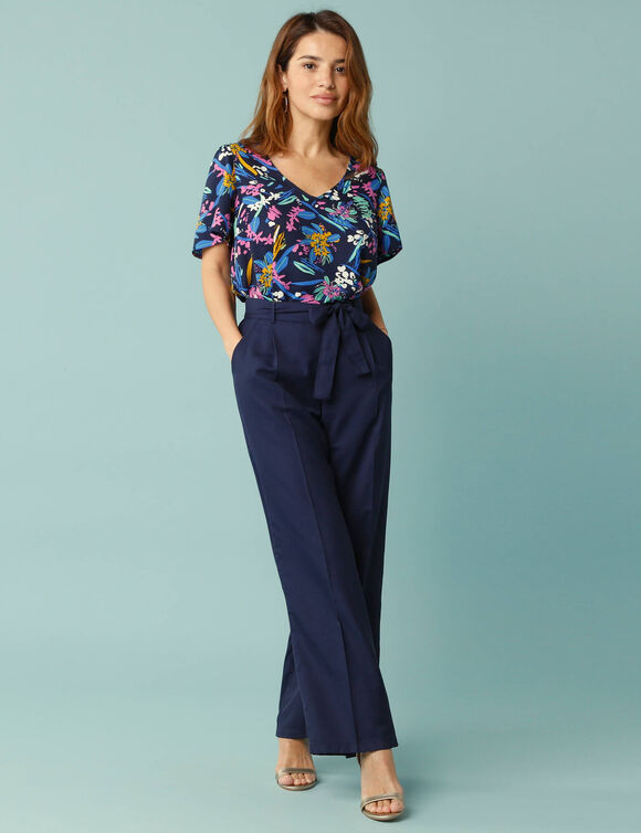 Pantalon large fluide Spécial Petites (marine)