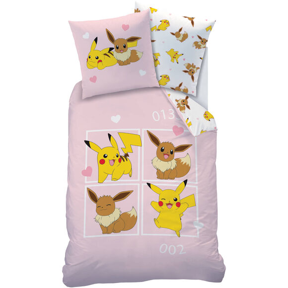 Parure de lit Pok&eacute;mon &Eacute;voli&reg; coton (rose)