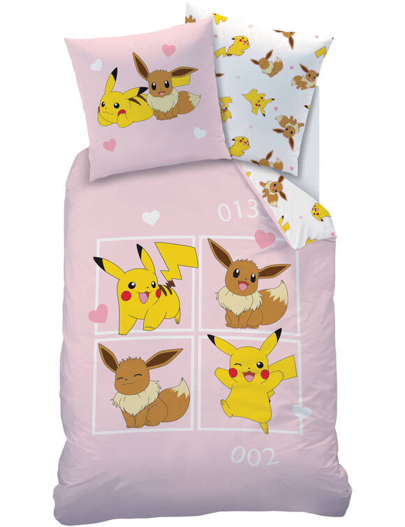 Parure de lit Pok&eacute;mon &Eacute;voli&reg; coton (rose)
