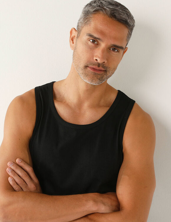 Effen topje met ronde hals (zwart)