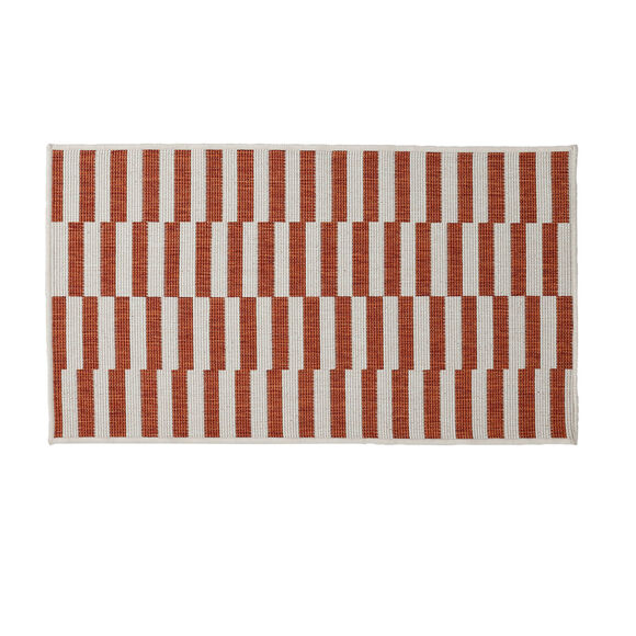 Tapis rectangulaire à rayures (terracotta)