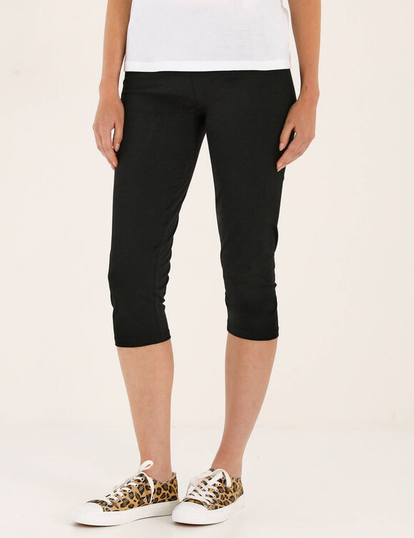 Set van 2 kuitlange leggings, elastische taille (zwart)