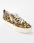 Sneakers in canvas, met sleehak, rits en veters, luipaardprint (beige / zwart)