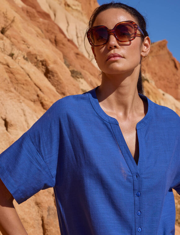 Tunique de plage, manches coudes (bleu)