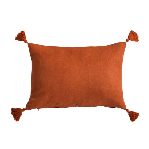 Coussin rectangulaire imprimé empreintes (naturel / terracotta)