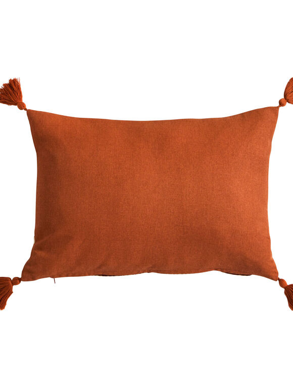 Coussin rectangulaire imprimé empreintes (naturel / terracotta)