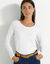 Effen T-shirt met ronde hals en lange mouwen (wit)
