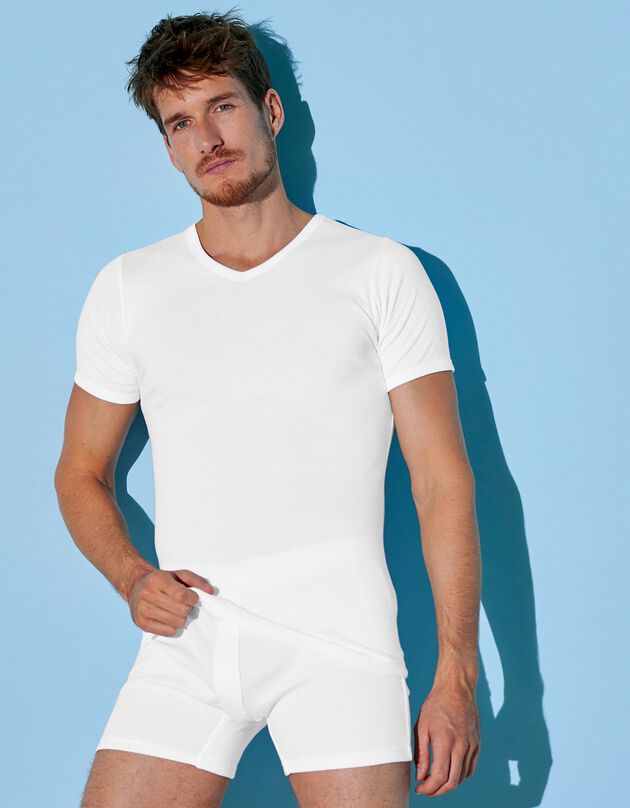T-shirt met V-hals - herenondergoed, set van 6 (wit)