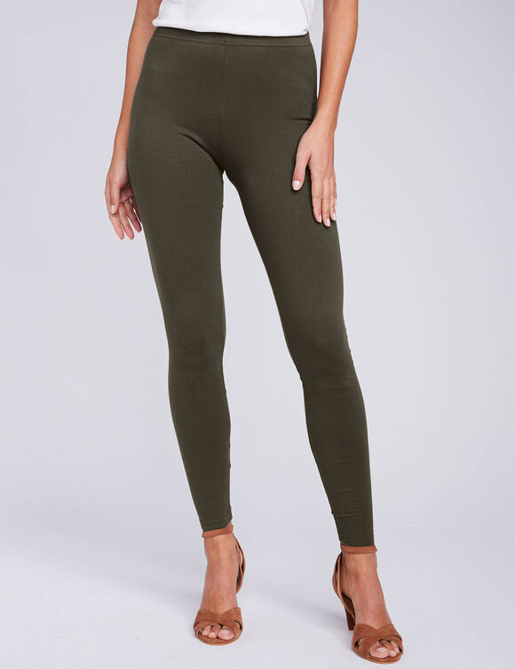 Legging taille &eacute;lastiqu&eacute;e (kaki fonc&eacute;)