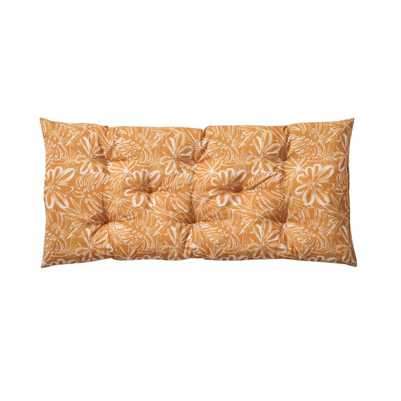 Long coussin d&eacute;co imprim&eacute; feuillage (miel)