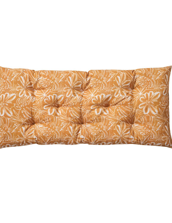 Long coussin d&eacute;co imprim&eacute; feuillage (miel)