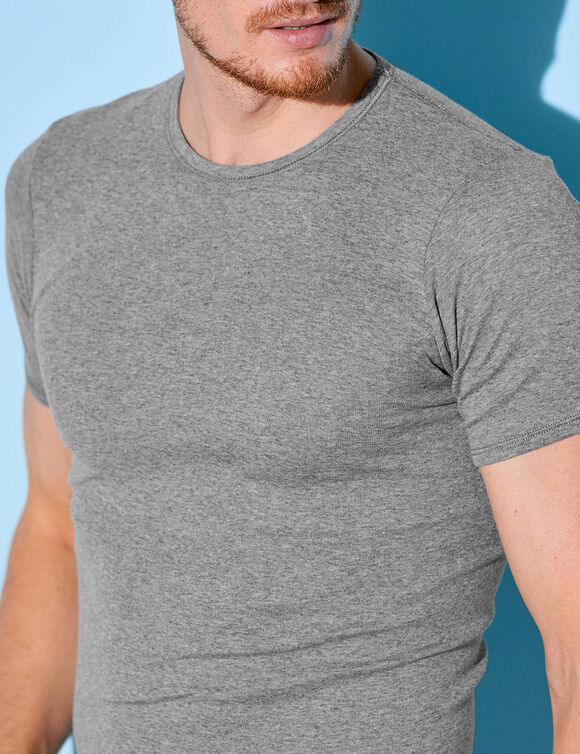 T-shirt sous-v&ecirc;tement homme ras de cou - lot de 2 (gris chin&eacute;)
