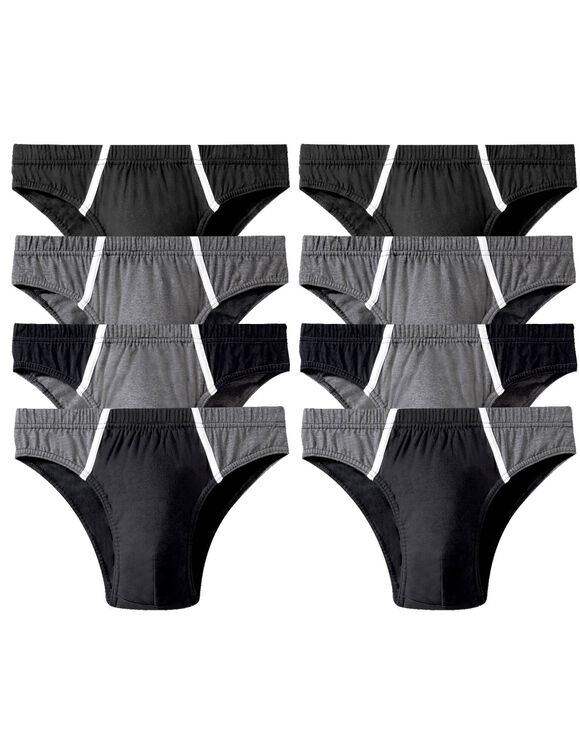 Gesloten slip met lage taille - set van 8 (zwart / grijs)