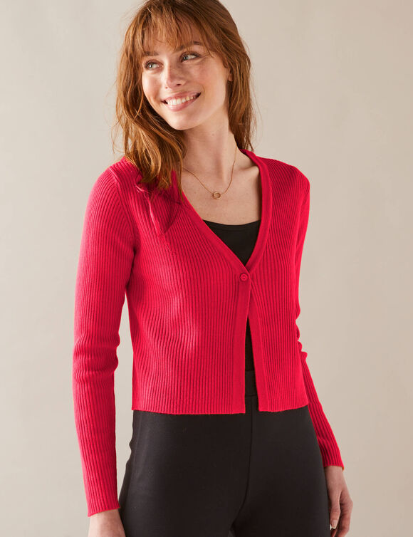 Gilet boléro, maille côtelée (rouge)