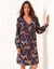 Robe &eacute;vas&eacute;e, cr&ecirc;pe imprim&eacute; (marine / beige)