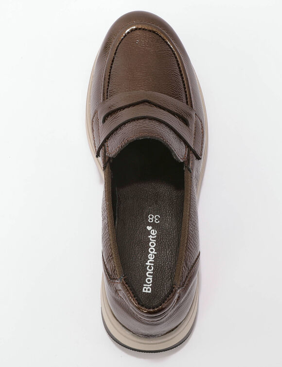 Mocassins met sleehak, extra brede breedte (chocolade)