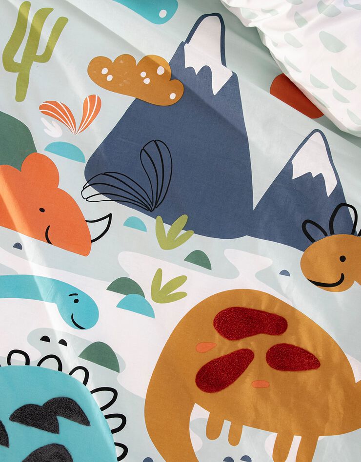 Bedlinnenset Dinosaurus met reliëf - katoen (blauw)