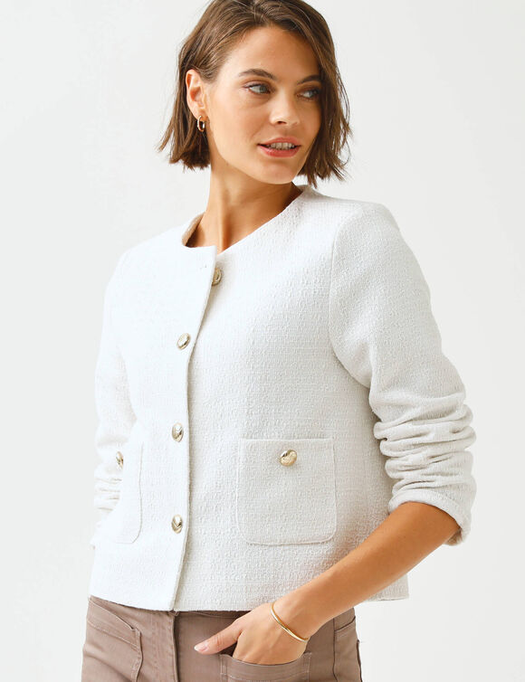 Veste boutonn&eacute;e, tweed (&eacute;cru)