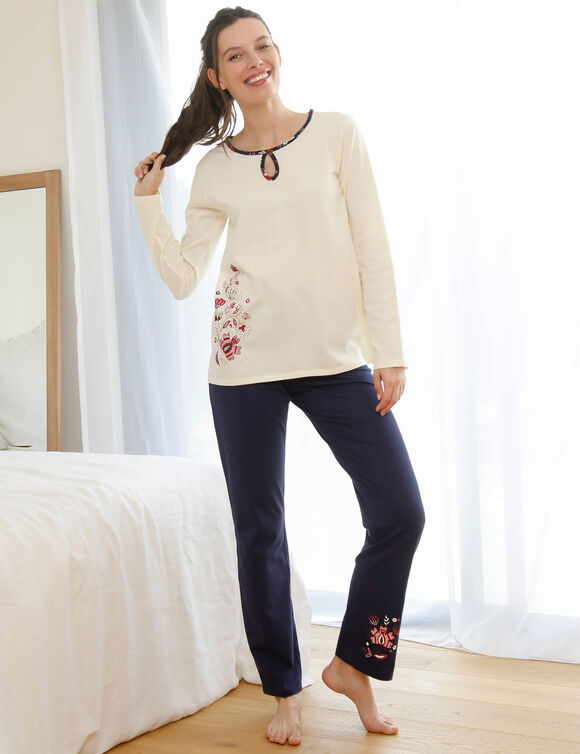 Pyjama-T-shirt met lange mouwen (ecru)