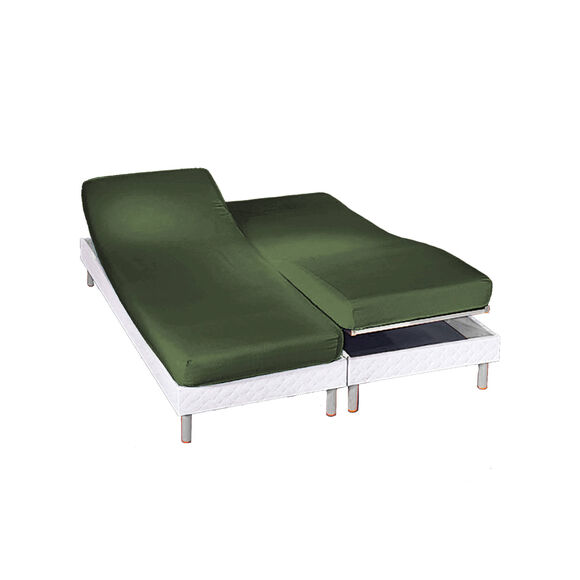 Effen hoeslaken in polyester-katoen voor gelede bedbodems, hoeken van 26 cm (eucalyptus)