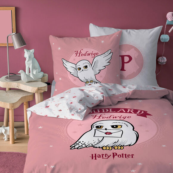 Parure de lit Hedwige Harry Potter® - coton (rose / blanc)