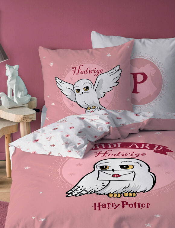 Parure de lit Hedwige Harry Potter® - coton (rose / blanc)