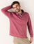 Sweat chaud col polo brod&eacute; poitrine maille c&ocirc;tel&eacute;e (rose fonc&eacute;)