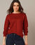 Pull torsadé, maille anglaise (rouge foncé)
